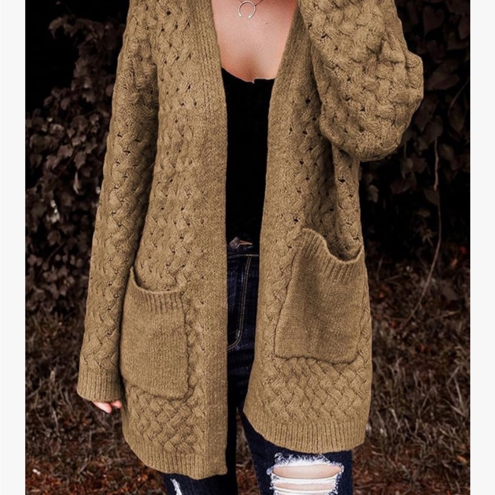 Cozy Tan Women's Cardigan Sweater - Picture 4 of 4